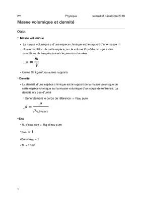 Masse Volumique et Densité - Formules et Différences pour Les Enfants