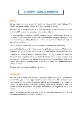 Analyse de La Beauté de Baudelaire - PDF et Texte