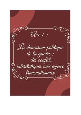 Axe 1 : la dimension politique de la guerre : des conflits interétatiques aux enjeux transnationaux   