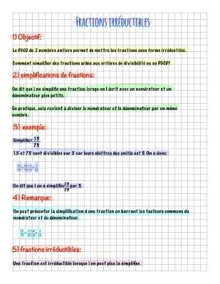 Fraction Irréductible Exercice Corrigé et PGCD Calcul Facile