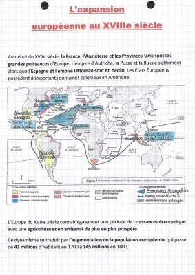 L'expansion européenne et le commerce au 18ème siècle - Fiche de révision 4ème