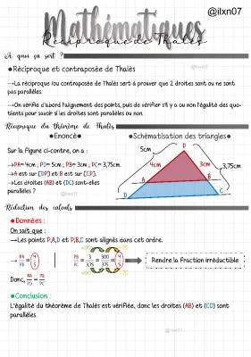 Réciproque et Contraposée de Thalès 3ème - Formule, Exercice Corrigé PDF, Rédaction