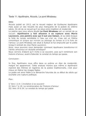 Analyse linéaire Le Pont Mirabeau - Résumé et Figures de Style pour Collège (4ème) - Texte et Poème PDF