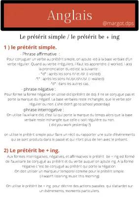 Le Prétérit Simple et Prétérit BE+ING Anglais PDF - Facile