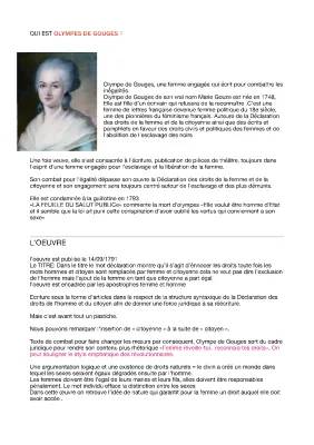 Dissertation Olympe de Gouges corrigé PDF : Découvre les secrets de la Déclaration des droits de la femme