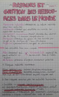 Gestion des Ressources Naturelles et des Risques pour les Sociétés (PDF et Cours 2nde)