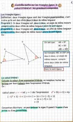 Triangles égaux 4ème - Exercices corrigés PDF et Calcul littéral 3ème, 4ème, 5ème - Grandeurs composées exemples et exercices