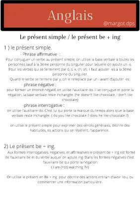 Présent Simple et Présent BE + ING en Anglais - Exemples et Exercices