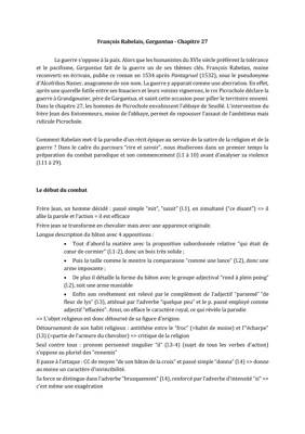 Analyse linéaire Gargantua chapitre 27 - Comprendre le texte et la problématique