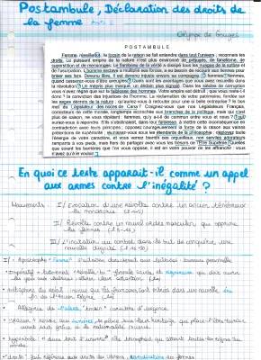 Analyse linéaire du postambule d'Olympe de Gouges - Résumé et Conclusion (PDF)