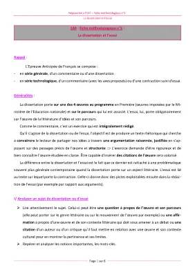 Exemple dissertation et essai français + corrigé - Méthodo et PDF