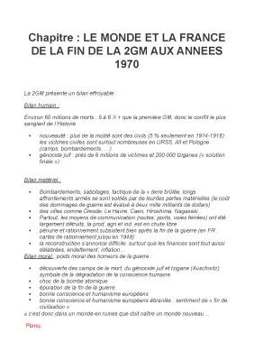 Histoire : Le Monde et La France de la fin de la 2nde GM aux années 1970