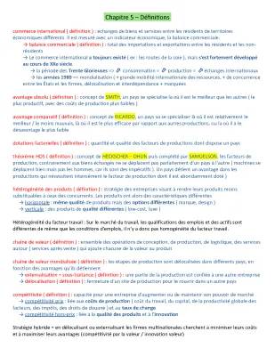 Commerce International SES Terminale - Définitions et Cours PDF