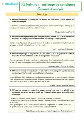 Exercices Réécriture pour le Brevet: Maîtrise la Conjugaison à l'Imparfait