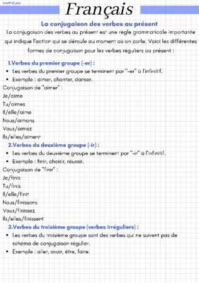 Amuse-toi avec le Tableau de Conjugaison Présent : Découvre les Verbes du 1er Groupe et les Verbes Irréguliers !