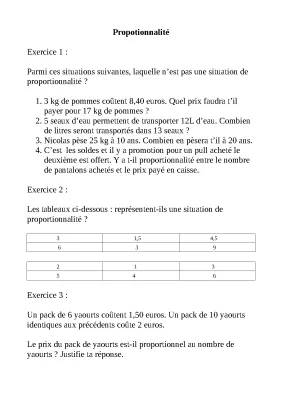 Proportionnalité et pourcentages pour 3ème, 6ème - Exercices corrigés PDF et échelles