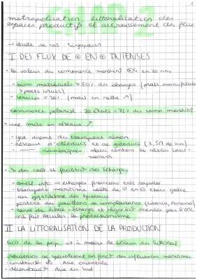 Métropolisation et Littoralisation des Espaces Productifs: Accroissement des Flux et Carte