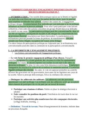 Comprendre l'engagement politique dans les sociétés démocratiques: guide et exemple PDF