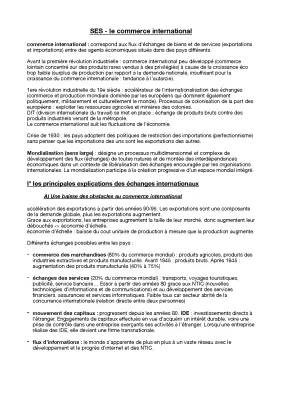 Commerce International SES Terminale PDF: Fiche de Révision et Cours Résumé