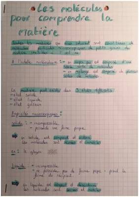 Mon brevet blanc en chimie: Tableau des molécules et états de la matière