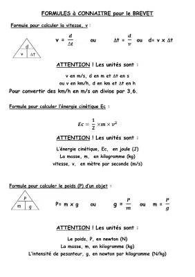 Tout sur la formule de calcul de la vitesse et l'énergie cinétique!