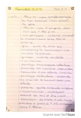 L'expression du Patrimoine Génétique 1ère S: Fiche de Révision et Exercices Corrigés