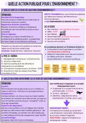 Quelle action publique pour l'environnement? Fiche de révision SES Terminale