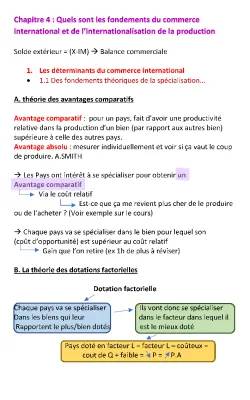 Les Fondements du Commerce International et de la Production - Cours Terminale SES PDF