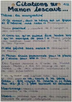 Citations et Dissertation Manon Lescaut - PDF, Analyse et Corrigés