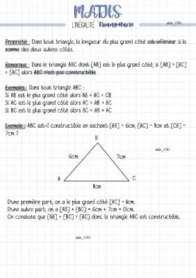 Inégalité Triangulaire : Démonstration, Exemples en 5ème et Exercices Corrigés