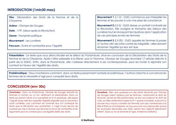 Résumé Facile du Postambule et Préambule d'Olympe de Gouges