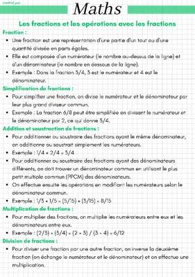 Apprends les Fractions : Simplification, Addition, Multiplication et Division