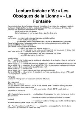 Les Obsèques de la Lionne Analyse Linéaire PDF, Texte et Problématique