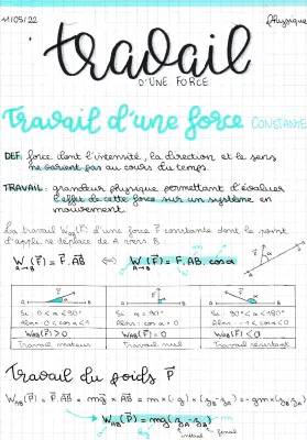 Travail d'une Force: Formules, Exercices Corrigés et Exemples