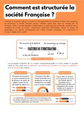 Fiche de Révision SES Terminale: Comment est Structurée la Société Française Actuelle ? PDF & Schémas