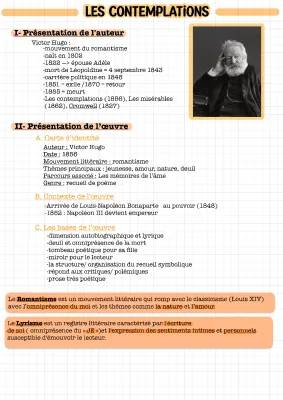 Les Contemplations fiche bac PDF - Résumés, Analyse PDF et Commentaire de Victor Hugo