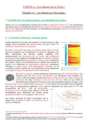 Les Climats du Passé - SVT : Cénozoïque, Paléozoïque et Plus (Terminale)