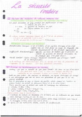 La sécurité routière et Chimie ST2S - Exercice, Quizz et Cours facile