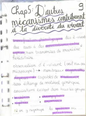 D'autres mécanismes contribuent à la diversité du vivant - PDF Mécanismes non génétiques SVT Terminale