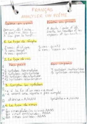 Exemples d'Analyse de Poèmes avec Exercices Corrigés et Types de Rimes