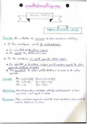 Exercices de soustraction et d'addition avec nombres relatifs 5ème