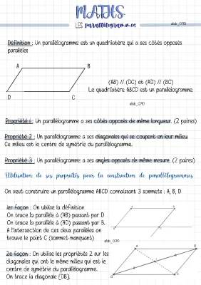 Comment Construire et Tracer un Parallélogramme en CM2 et 5ème