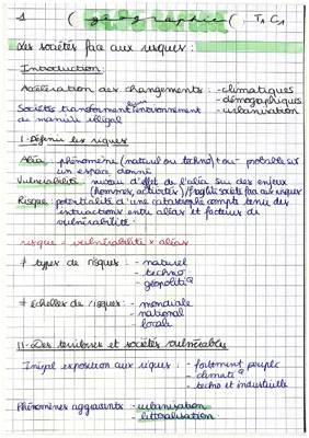 Les sociétés face aux risques: Fiche de révision PDF et évaluation 2nde