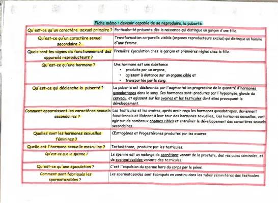 Découvre les Changements de la Puberté: Cours et Exposé pour CM2, 6ème et 4ème