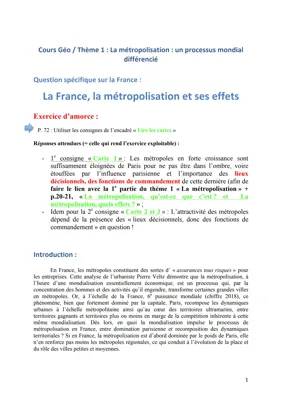 La Métropolisation en France : Effets et Définition