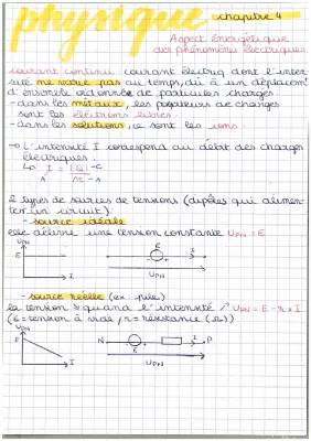 Physique 1ere Spe - Aspect énergétique des phénomènes électriques 