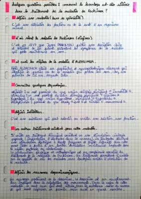 Fiches de rééducation et traitement pour Parkinson et Alzheimer