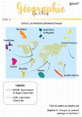 Découvre les Territoires Ultramarins Français - Fiche de Révision 3ème