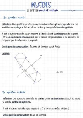 Symétrie Axiale et Centrale 5ème - Exercices et Cours PDF