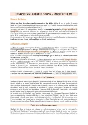 Dissertation La Peau de chagrin : Sujet, Plan et Corrigé PDF